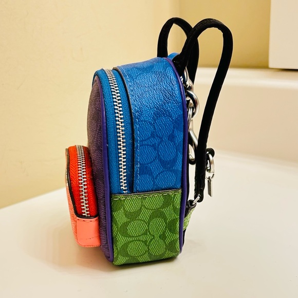 Coach Color block Backpack Keychain/ Bag Charm - Picture 3 of 9
